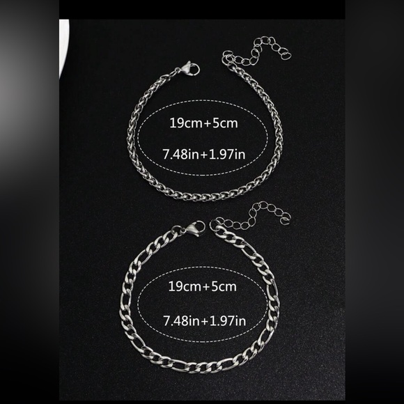 2pcs Set Simple Stainless Steel Bracelet For Men And Women Vacation Gift - Picture 6 of 6